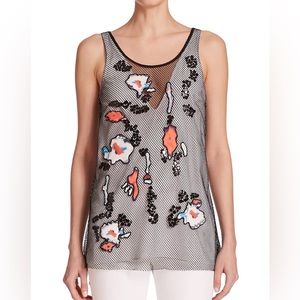 Sachin and babi M Kobold Tank Sleeveless Mesh Black White Multi EUC